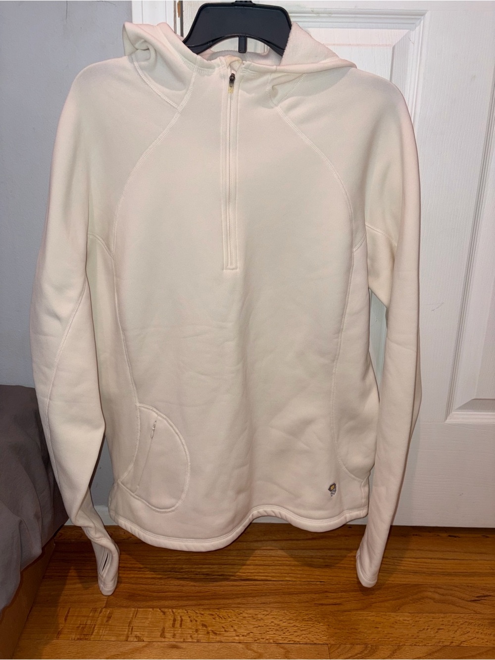 Mountain Hardwear Cream Half‑Zip Hooded Pullover Womens XL